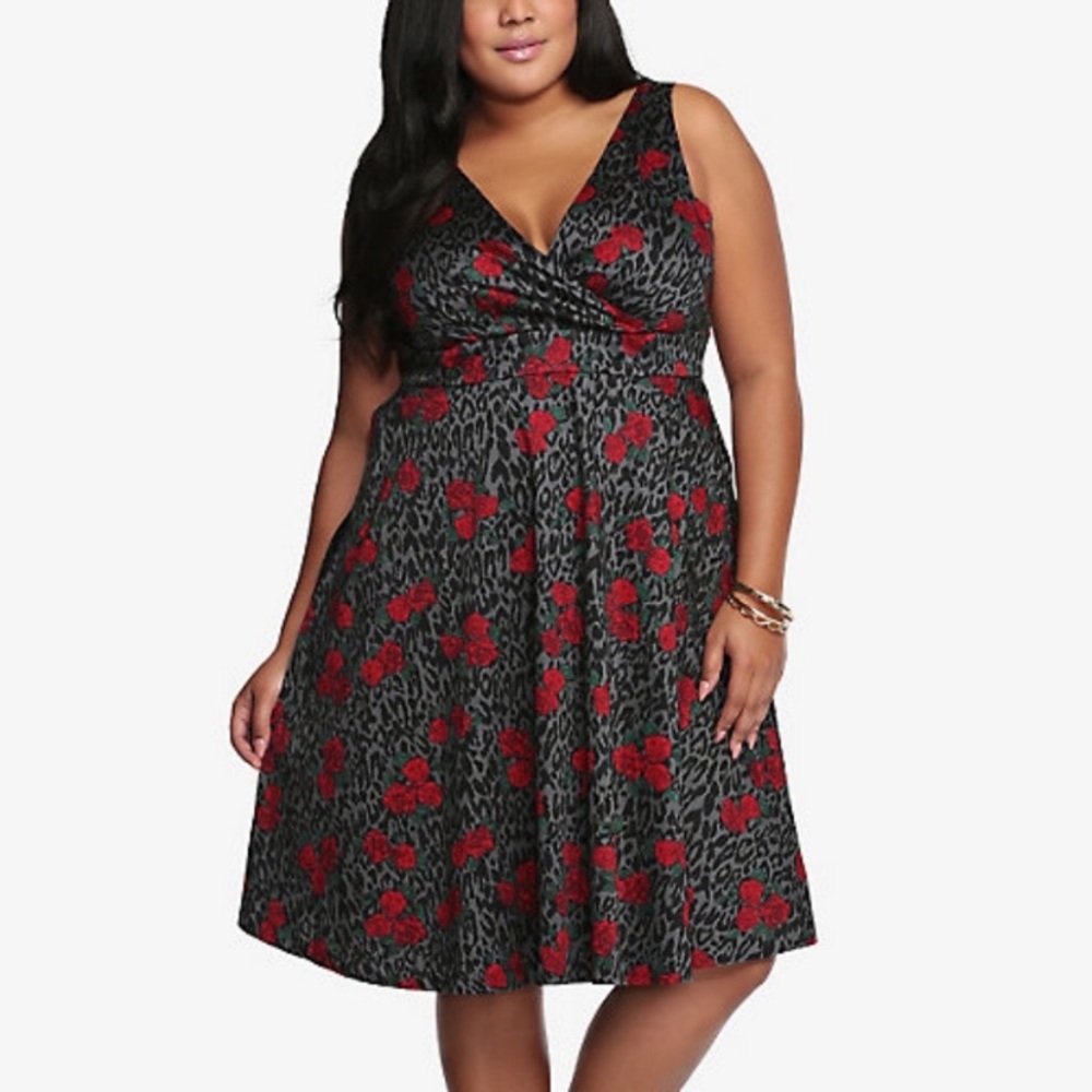 TORRID floral leopard print swing dress size 18